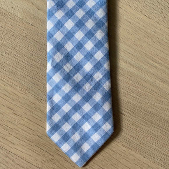 Gingham Soft Blue kids tie from Urban Sunday - Picture 7 of 7